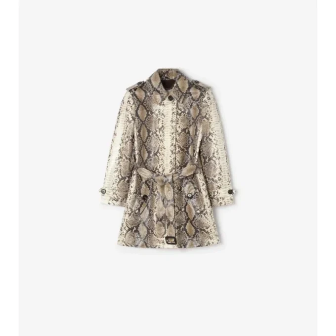 Abrigo corto de algodón recubierto con estampado de pitón Stonehaven Car Coat