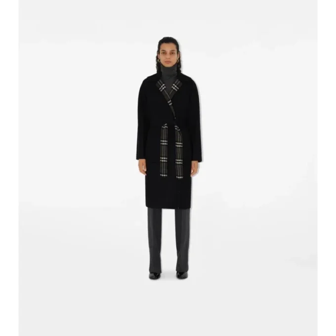 Abrigo cruzado reversible de lana