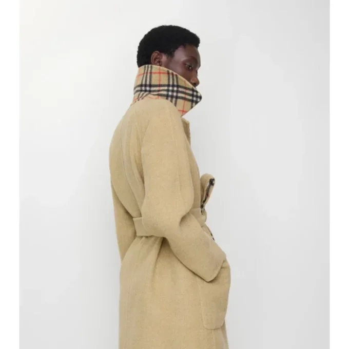 Abrigo cruzado reversible de lana