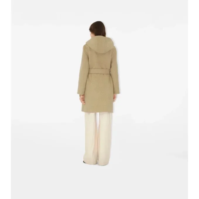 Abrigo cruzado reversible de lana con capucha