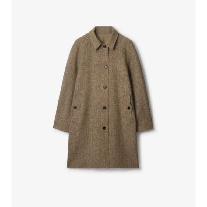 Abrigo largo de lana con diseño en espiga «Dual Burberry Car Coat»