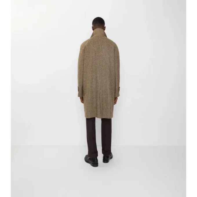 Abrigo largo de lana con diseño en espiga «Dual Burberry Car Coat»