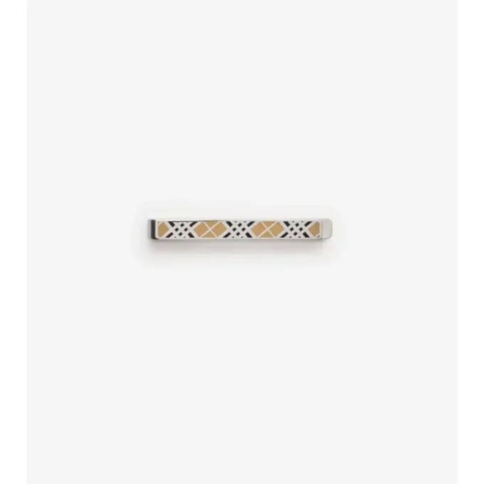 Alfiler de corbata con estampado de cuadros esmaltado