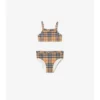 Bikini con estampado de cuadros y ribetes con volantes