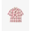 Blusa corta de algodón a cuadros