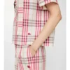 Blusa corta de algodón a cuadros