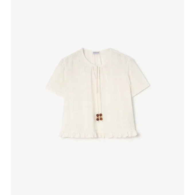 Blusa de gasa de algodón con estampado de cuadros