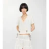 Blusa de gasa de algodón con estampado de cuadros