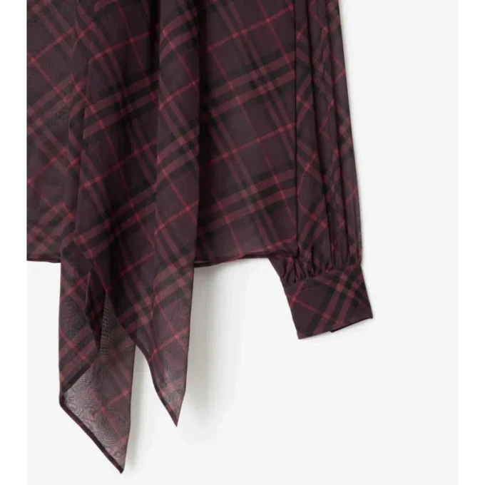 Blusa de seda con estampado de cuadros