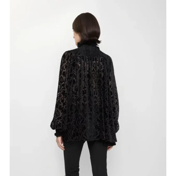 Blusa de terciopelo de mezcla de seda de estilo barroco