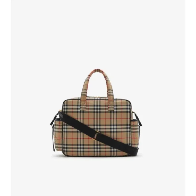 Bolso cambiador con estampado de cuadros