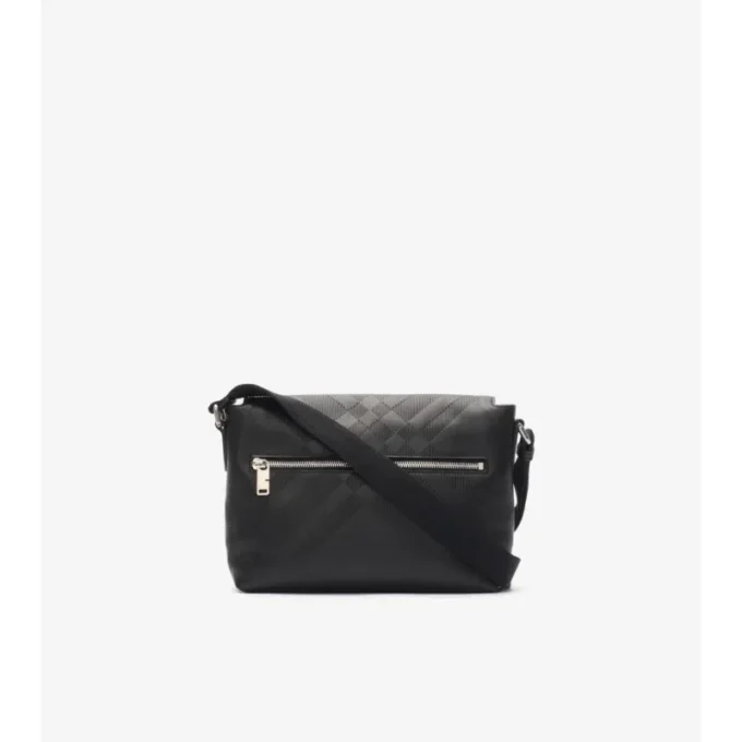 Bolso mensajero pequeño con estampado de cuadros en relieve y hebilla 