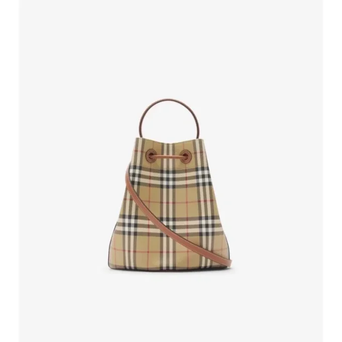 Bolso tipo cubo con estampado de cuadros pequeños