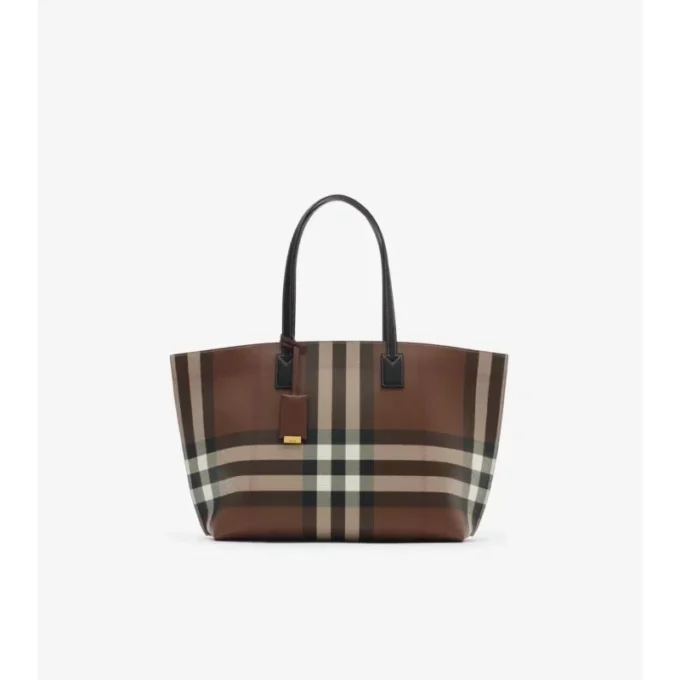 Bolso tote mediano con estampado de cuadros