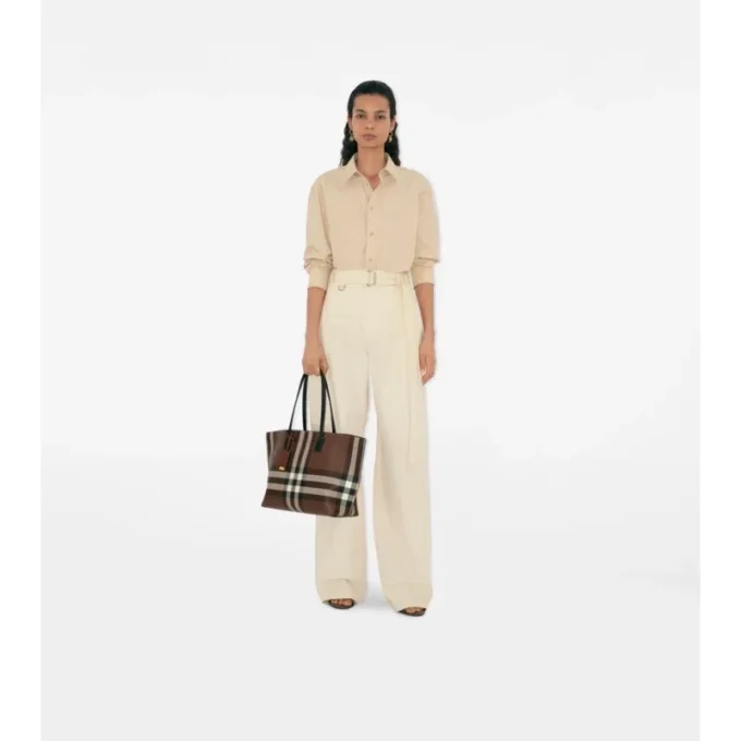 Bolso tote mediano con estampado de cuadros