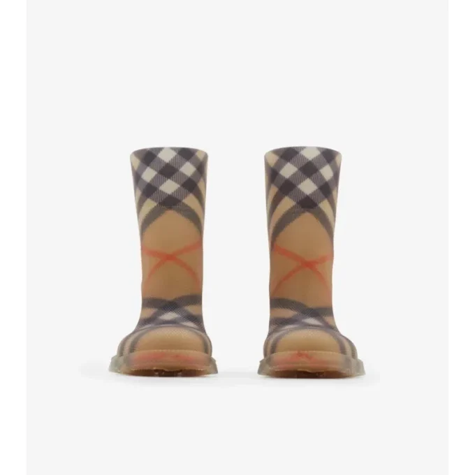Botas altas de caucho con estampado de cuadros