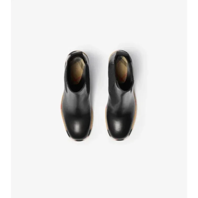 Botas Chelsea con tacón de grava de piel 