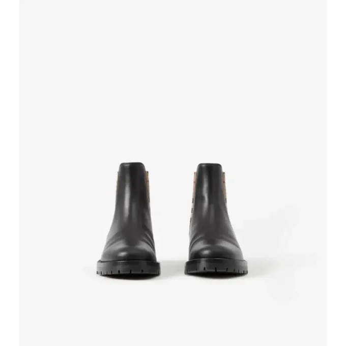 Botas Chelsea de piel con paneles de cuadros