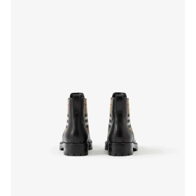Botas Chelsea de piel con paneles de cuadros
