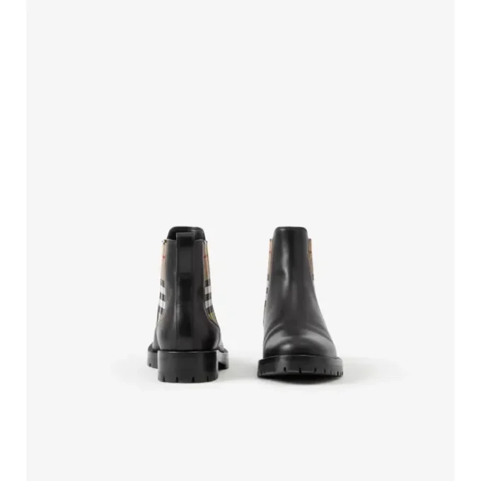Botas Chelsea de piel con paneles de cuadros