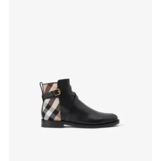 Botas de cuadros y piel