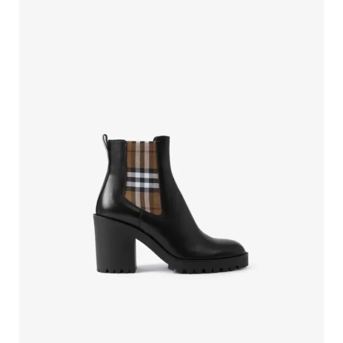 Botas de piel con paneles de cuadros
