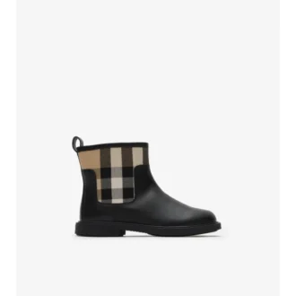 Botas de piel con paneles de cuadros
