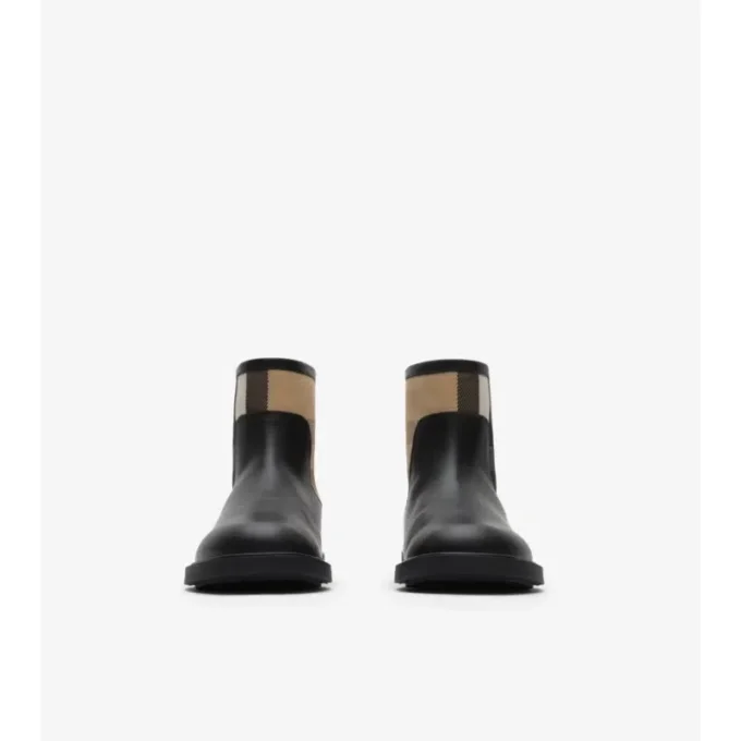 Botas de piel con paneles de cuadros