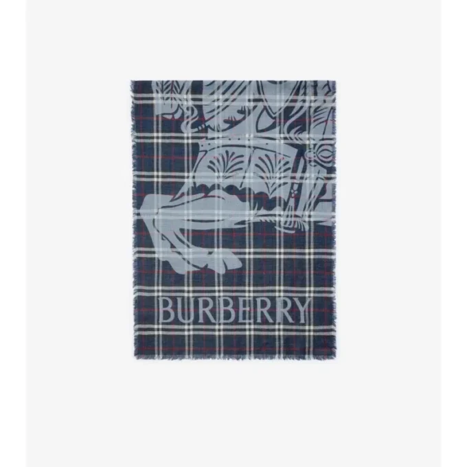 Bufanda ancha de lana y seda con estampado EKD Check