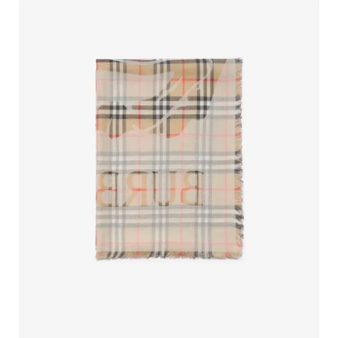 Bufanda ancha de lana y seda con estampado EKD Check