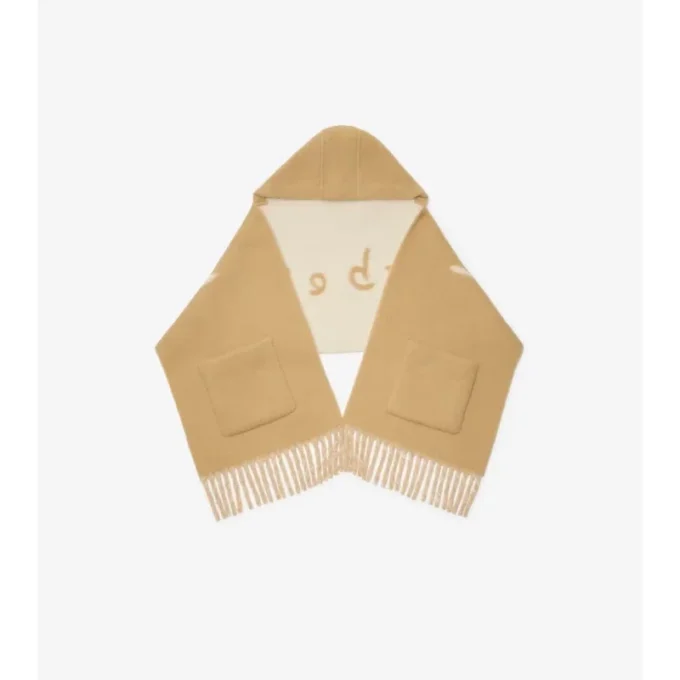 Bufanda con capucha de mezcla de lana de alpaca con logotipo