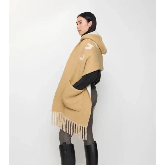 Bufanda con capucha de mezcla de lana de alpaca con logotipo