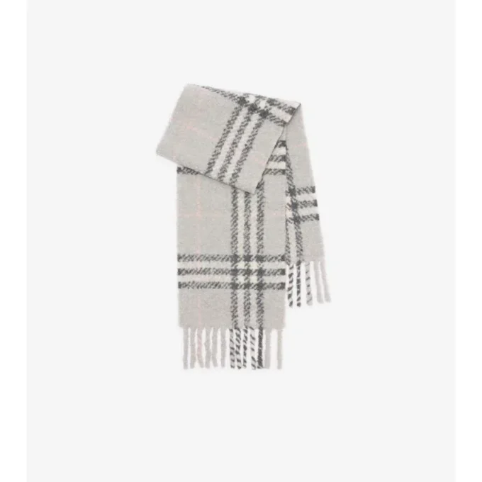 Bufanda de bouclé de mezcla de lana de alpaca con estampado de cuadros