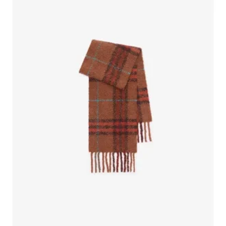 Bufanda de bouclé de mezcla de lana de alpaca con estampado de cuadros