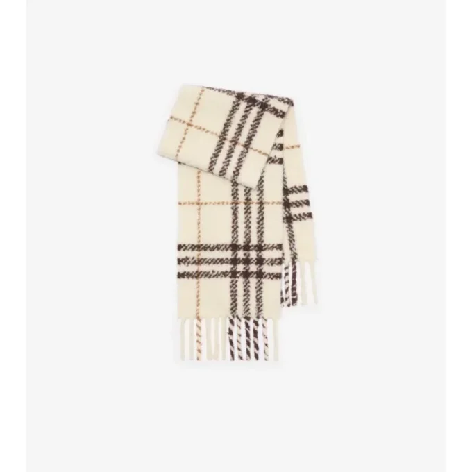 Bufanda de bouclé de mezcla de lana de alpaca con estampado de cuadros