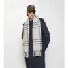 Bufanda de bouclé de mezcla de lana de alpaca con estampado de cuadros