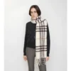 Bufanda de bouclé de mezcla de lana de alpaca con estampado de cuadros