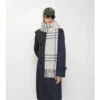 Bufanda de bouclé de mezcla de lana de alpaca con estampado de cuadros