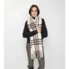 Bufanda de bouclé de mezcla de lana de alpaca con estampado de cuadros