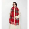 Bufanda de bouclé de mezcla de lana de alpaca con estampado de cuadros