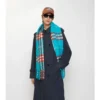 Bufanda de bouclé de mezcla de lana de alpaca con estampado de cuadros