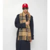 Bufanda de bouclé de mezcla de lana de alpaca con estampado de cuadros