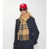 Bufanda de bouclé de mezcla de lana de alpaca con estampado de cuadros