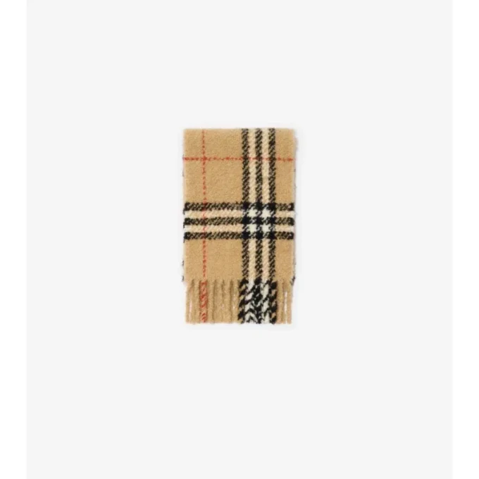 Bufanda de bouclé de mezcla de lana de alpaca con estampado de cuadros