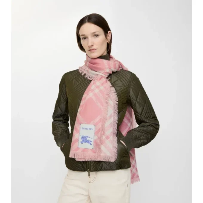 Bufanda de lana y seda con estampado de cuadros grandes