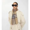Bufanda de lana y seda con estampado de cuadros grandes