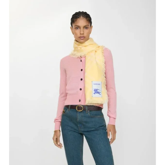 Bufanda de lana y seda con estampado de cuadros grandes
