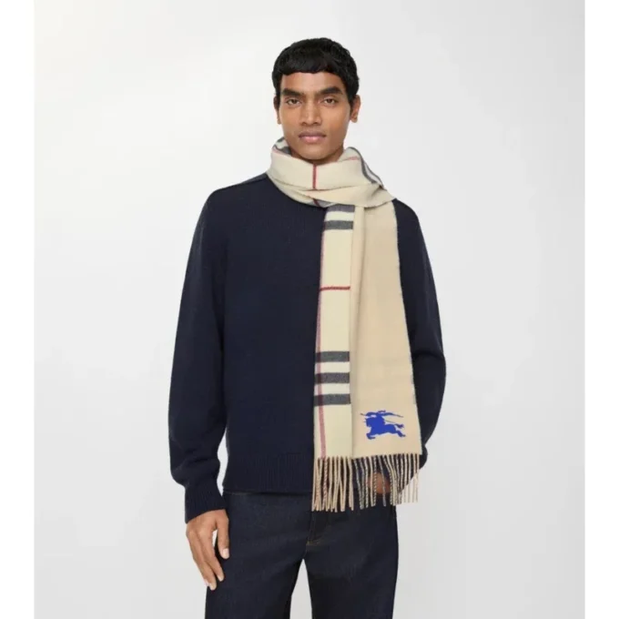 Bufanda reversible de cachemira con estampado EKD Check