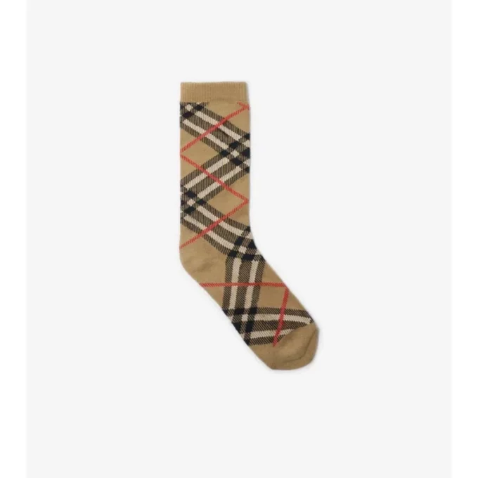 Calcetines de mezcla de algodón con estampado de cuadros