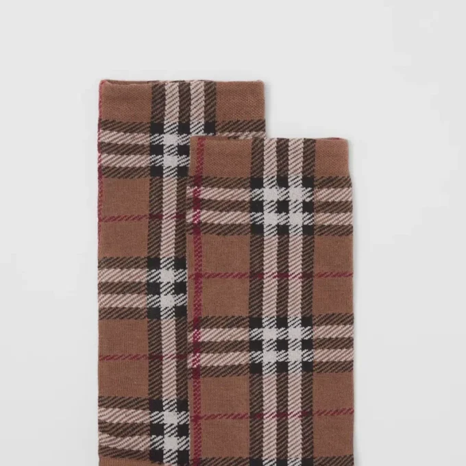 Calcetines de mezcla de algodón y cachemira con diseño Vintage Check en punto intarsia